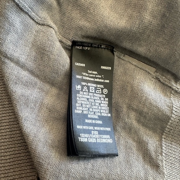 Ted Baker Mens Noel Wool Blend Vneck Sweater Sz 3 M Gray Long Sleeves - Picture 6 of 7